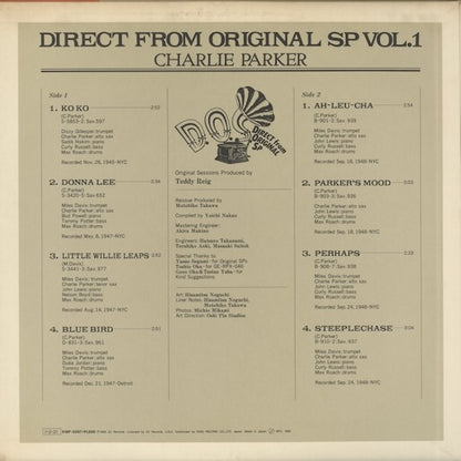 Charlie Parker - Direct From Original SP Vol.1 (K18P-9397) 1985 JPN Savoy｜中古LP