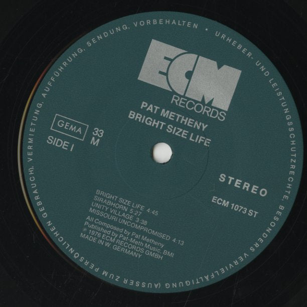 Pat Metheny / パット・メセニー / Bright Size Life (ECM1073)