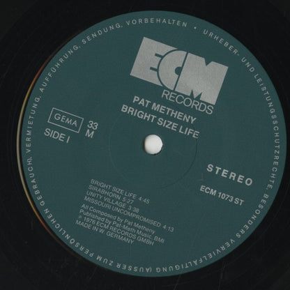 Pat Metheny / パット・メセニー / Bright Size Life (ECM1073)
