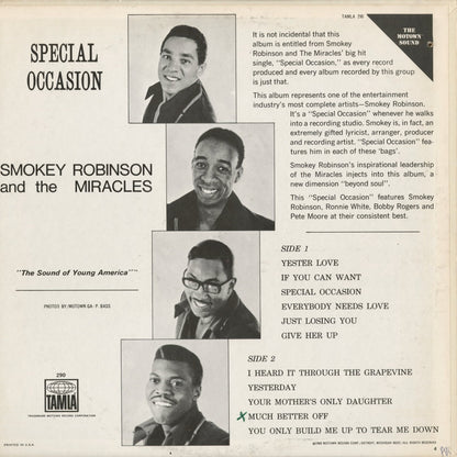 Smokey Robinson & The Miracles - Special Occasion (TS 290) 1968 US TAMLA｜中古LP