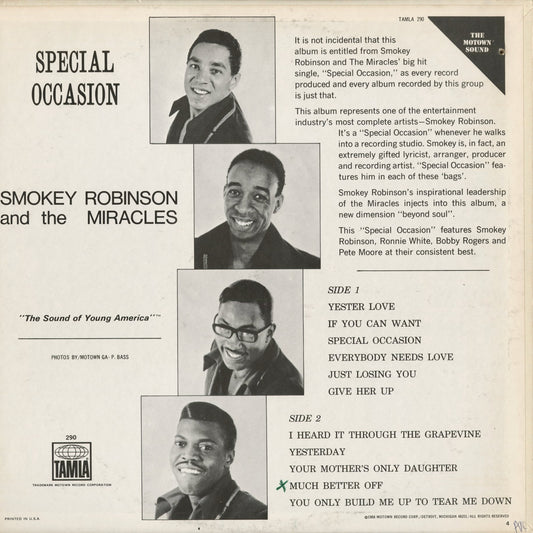 Smokey Robinson & The Miracles - Special Occasion (TS 290) 1968 US TAMLA｜中古LP