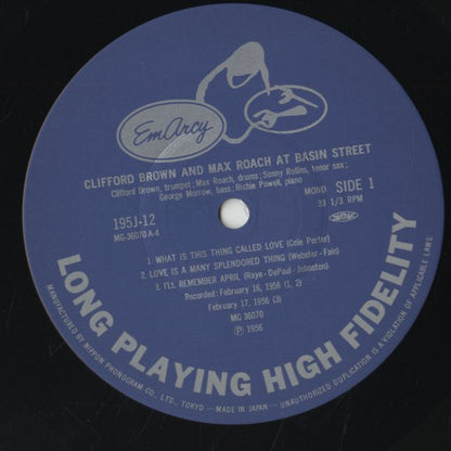 Clifford Brown And Max Roach / クリフォード・ブラウン　マックス・ローチ / At Basin Street (195J-12)