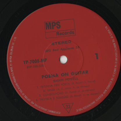 Baden Powell / バーデン・パウエル / Poema On Guitar (YP 7008-MP)