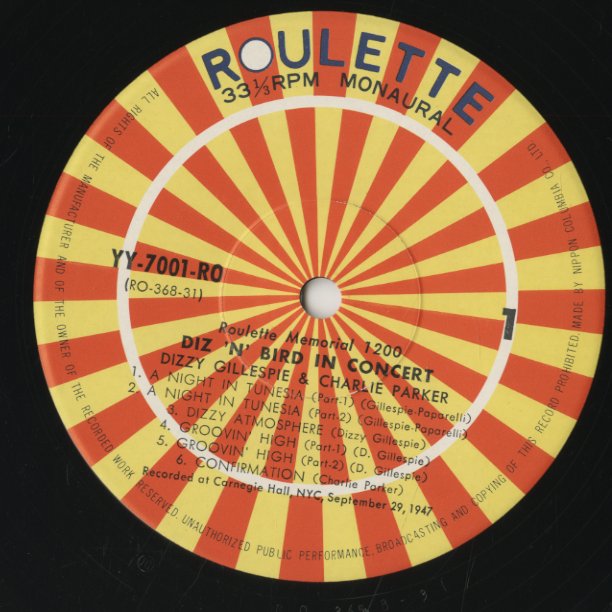 Dizzy Gillespie - Charlie Parker / ディジー・ガレスピー　チャーリー・パーカー / Diz 'N' Bird In Concert (YY-7001-RO)