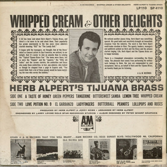 Herb Alpert & The Tijuana Brass - Whipped Cream & Other Delights (SP 4110) 1965 US A&M｜中古LP