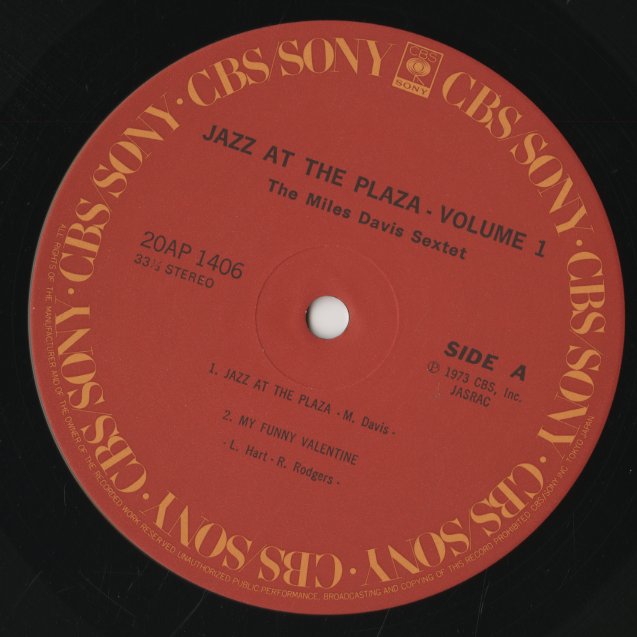 Miles Davis - Jazz At The Plaza Vol.1 (20AP 1406) LP 1979 JPN CBS Sony｜中古LP