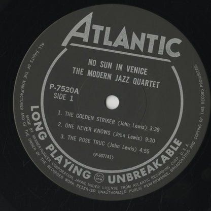 The Modern Jazz Quartet / モダン・ジャズ・カルテット / No Sun In Venice (P-7520A)