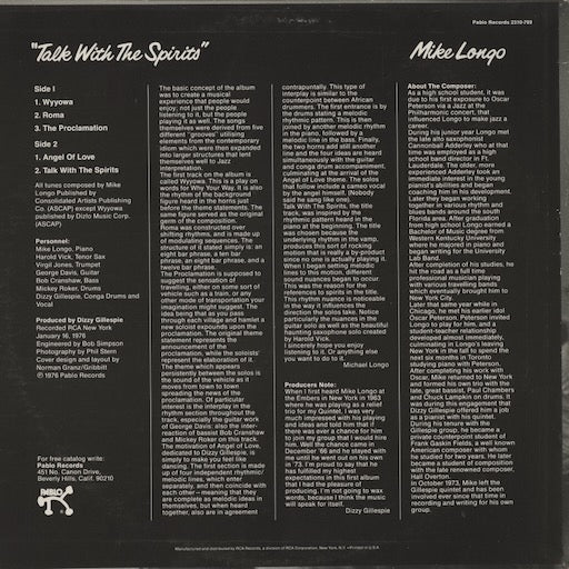 Mike Longo - Talk With The Spirits (2310-769) 1976 US Pablo｜中古LP