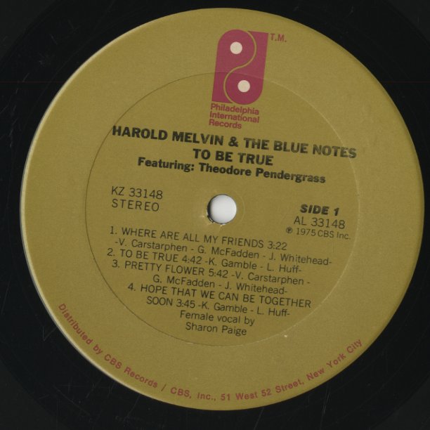 Harold Melvin & The Blue Notes / ハロルド・メルヴィン&ブルーノーツ / To Be True (KZ 33148)