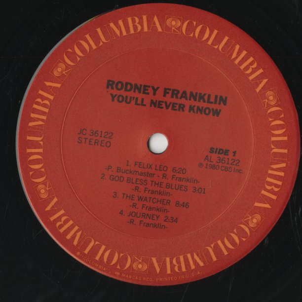 Rodney Franklin / ロドニー・フランクリン / You'll Never Know (JC36122)