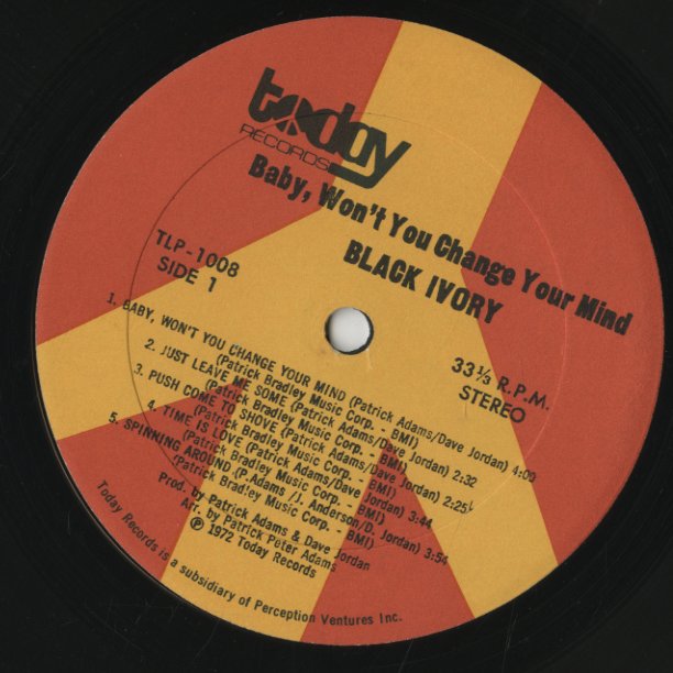 Black Ivory / ブラック・アイヴォリー / Baby, Won't You Change Your Mind (TLP 1008)