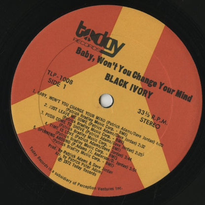 Black Ivory / ブラック・アイヴォリー / Baby, Won't You Change Your Mind (TLP 1008)