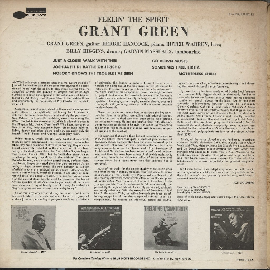 Grant Green - Feelin' The Spirit (BST 84132) LP 1970 US Blue Note｜中古LP