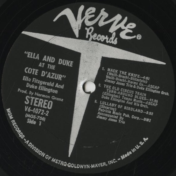 Ella Fitzgerald - Duke Ellington / エラ・フィッツジェラルド　デューク・エリントン / Ella & Duke At The Cote D'azur (V6-4072-2)