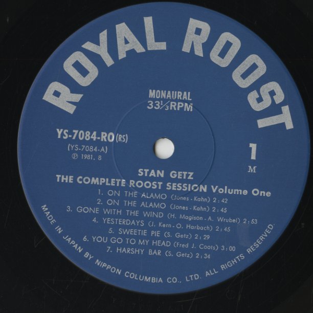 Stan Getz / スタン・ゲッツ / The Complete Roost Session Vol. 1 (YS-7084-RO)
