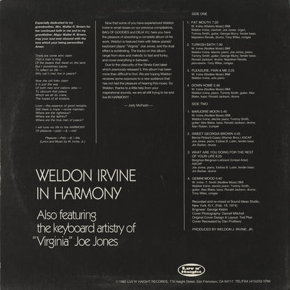 Weldon Irvine / ウェルドン・アーヴィン / In Harmony (LHLP 004) 1992 US Reissue