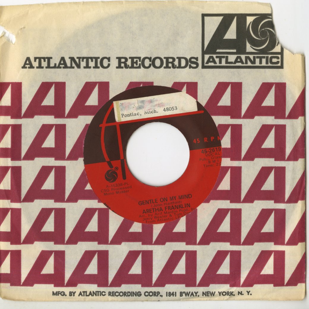 Aretha Franklin - I Can't See Myself Leaving You / Gentle On My Mind (45-2619) 1969 US Atlantic｜中古7inch