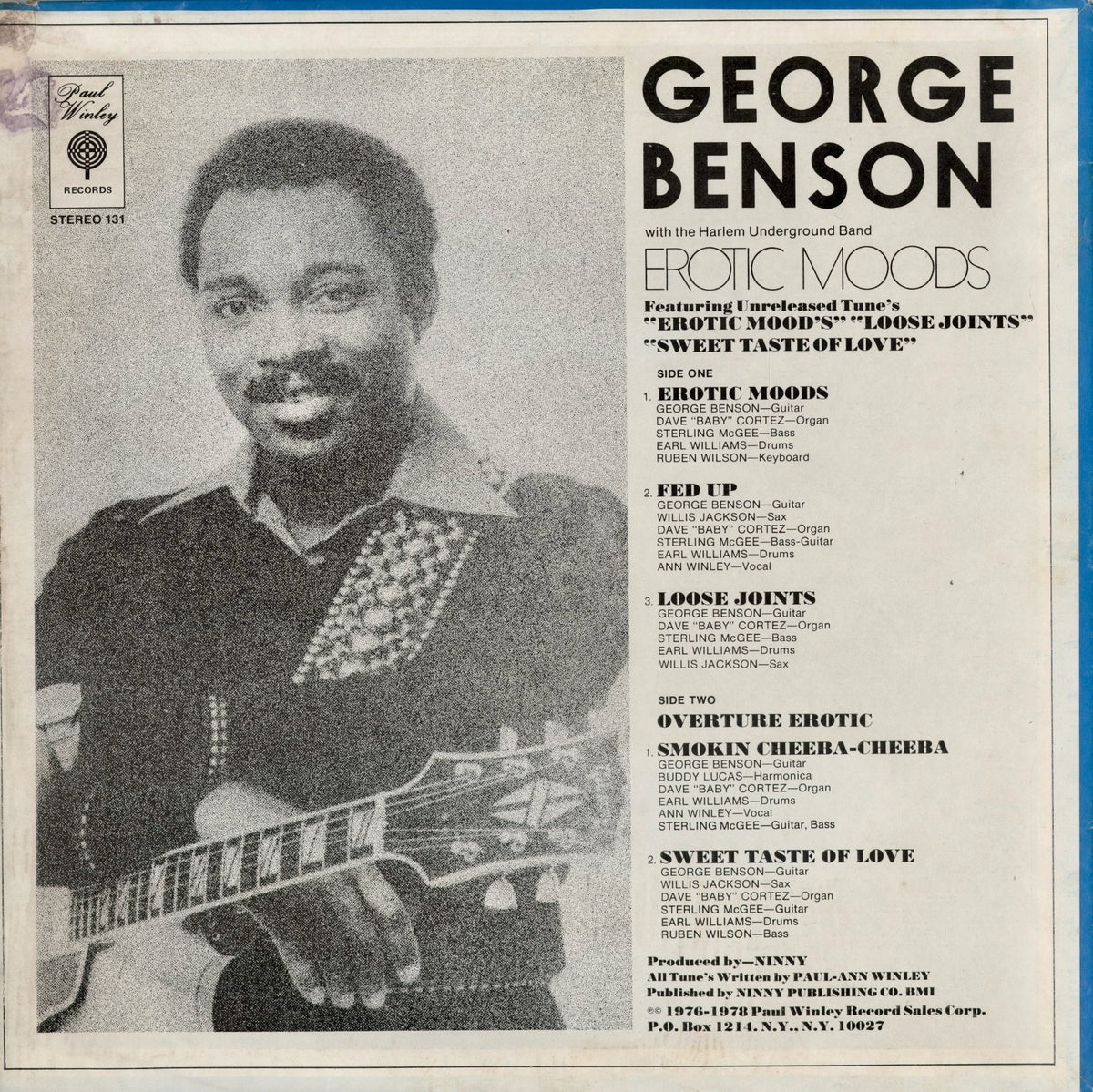 George Benson - Erotic Moods (L.P. 131) 1978 US Paul Winley｜中古LP