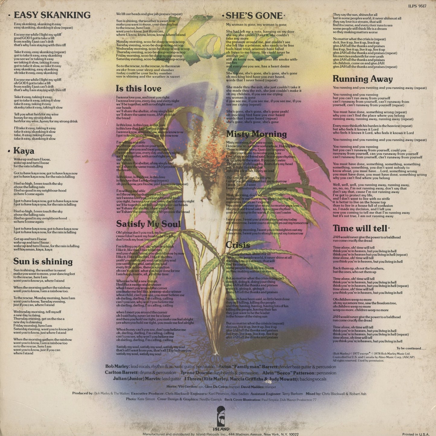 Bob Marley & The Wailers / ボブ・マーリー＆ウェイラーズ / Kaya (ILPS9517)