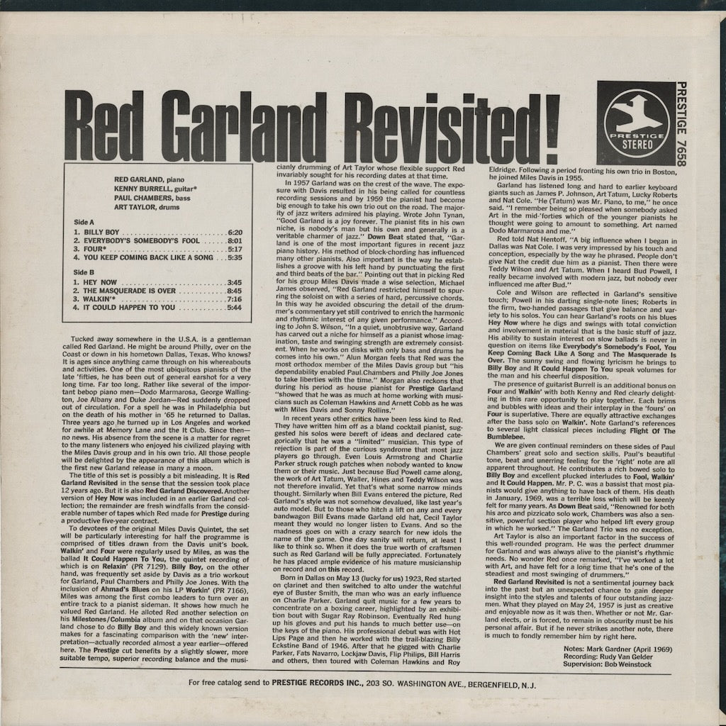 Red Garland / レッド・ガーランド / Revisited! (PRST 7658)