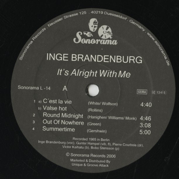 Inge Brandenburg / インゲ・ブランデンバーグ / It's Alright With Me (L14)
