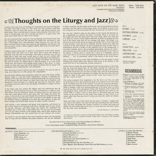 Paul Horn - Jazz Suite On The Mass Texts (LSP 3414) 1965 US RCA Victor｜中古LP