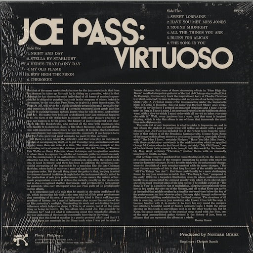 Joe Pass - Virtuoso (2310-708) 1974 US Pablo｜中古LP