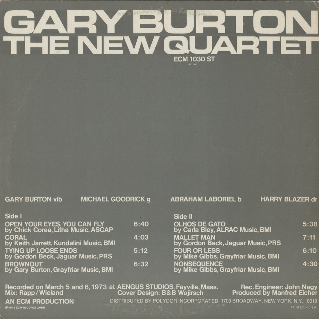 Gary Burton / ゲイリー・バートン / The New Quartet (ECM 1030 ST)