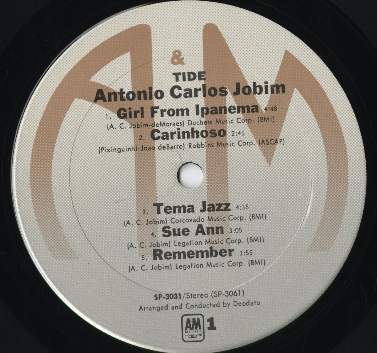 Antonio Carlos Jobim - Tide (SP3031) 1975 US A&M｜中古LP