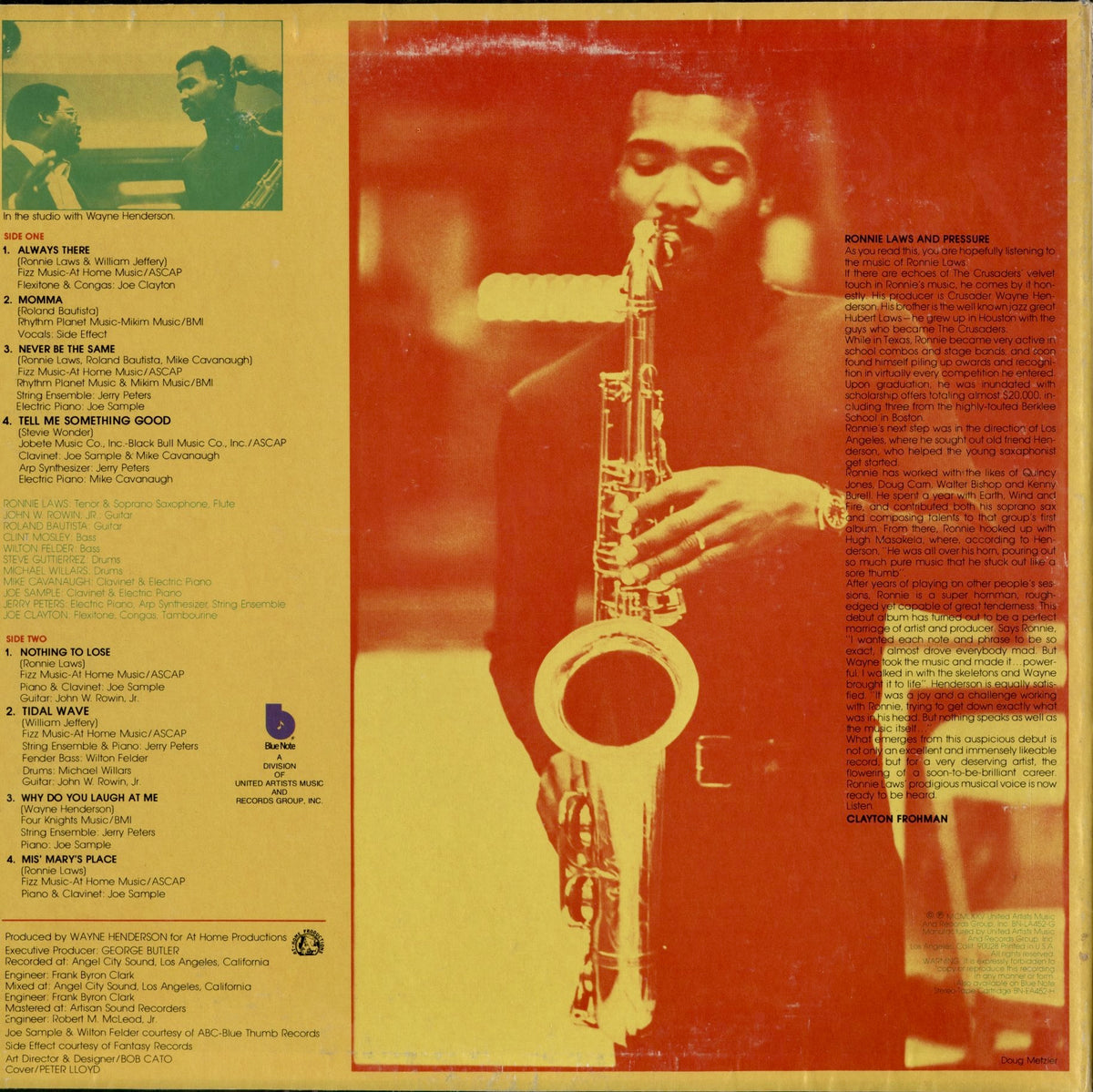 Ronnie Laws - Pressure Sensitive (BN-LA452-G) 1975 US Blue Note｜中古LP