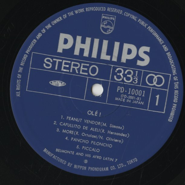 Belmonte And His Afro Seven / ベルモンテ＆ヒズ・アフロ・セヴン / Ole! (PD-10001)