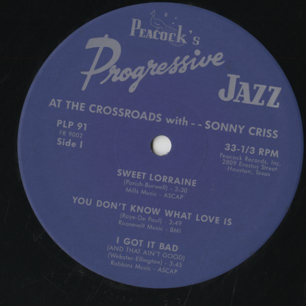 Sonny Criss - At The Crossroads (MVJJ-30022) LP 1993 JPN Peacock｜中古LP