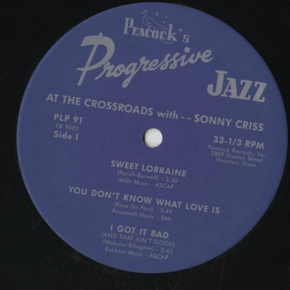 Sonny Criss - At The Crossroads (MVJJ-30022) LP 1993 JPN Peacock｜中古LP