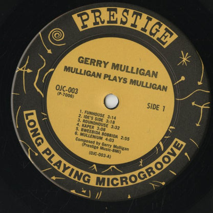 Gerry Mulligan / ジェリー・マリガン / Mulligan Plays Mulligan (OJC-003)
