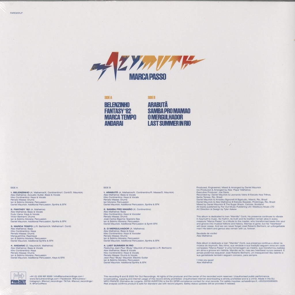 Azymuth – Marca Passo (FARO251LP) LP 2025 UK Far Out Recordings｜新品LP back