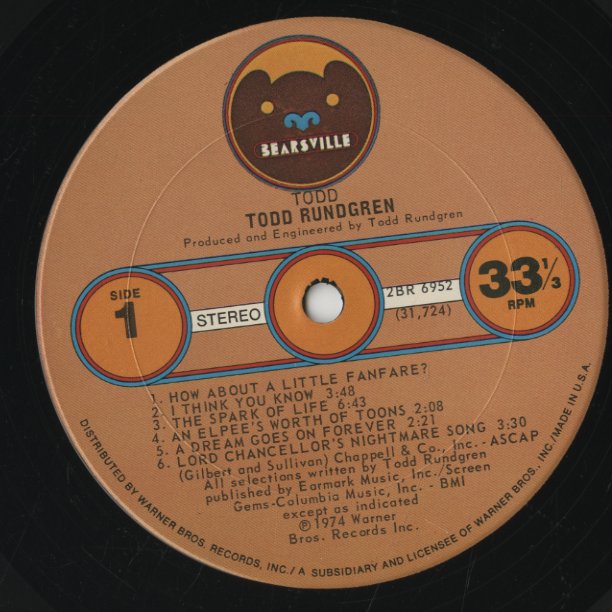 Todd Rundgren / トッド・ラングレン / Todd (2 BR 6952)