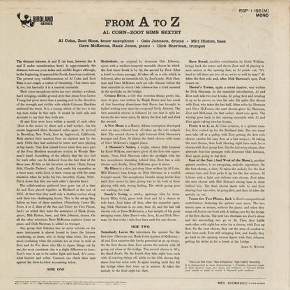 Al Cohn - Zoot Sims Sextet – From A To Z (RGP-1166(M)) LP 1976 JPN RCA | 中古LP