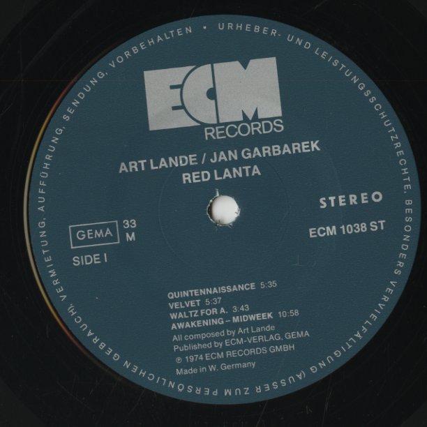 Art Lande - Jan Garbarek / アート・ランディ / Red Lanta (ECM-1038)