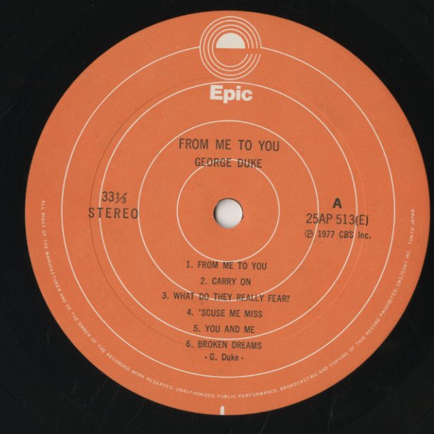 George Duke / ジョージ・デューク / From Me To You (25AP513)