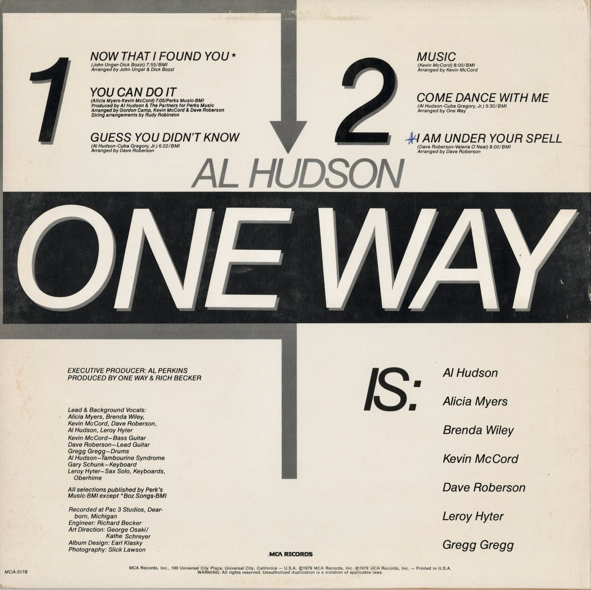 One Way Featuring Al Hudson - S.T. (MCA-3178) 1979 US MCA｜中古LP