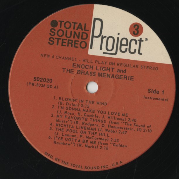 Enoch Light / イノック・ライト / Enoch Light And The Brass Menagerie 1969 (PR 5036 SD)