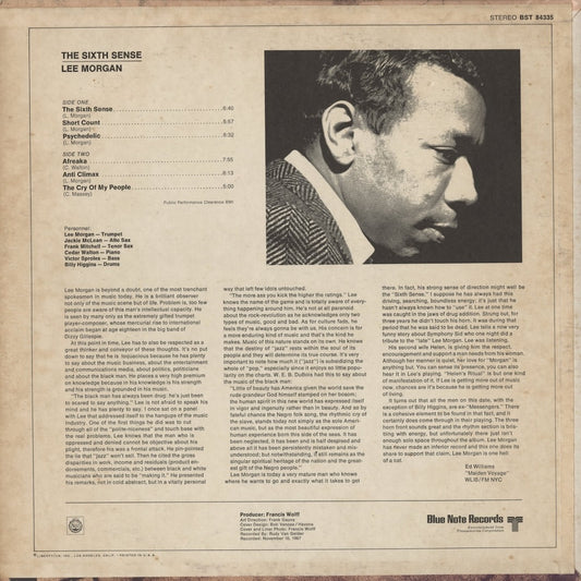 Lee Morgan – The Sixth Sense (BST84335) LP 1969 US Blue Note｜中古LP