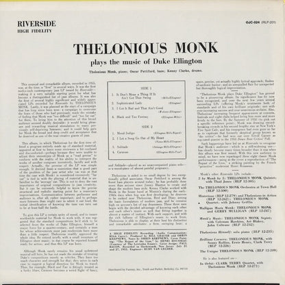 Thelonious Monk - Plays The Music Of Duke Ellington (OJC-024) LP 1982 US RIVERSIDE - OJC｜中古LP