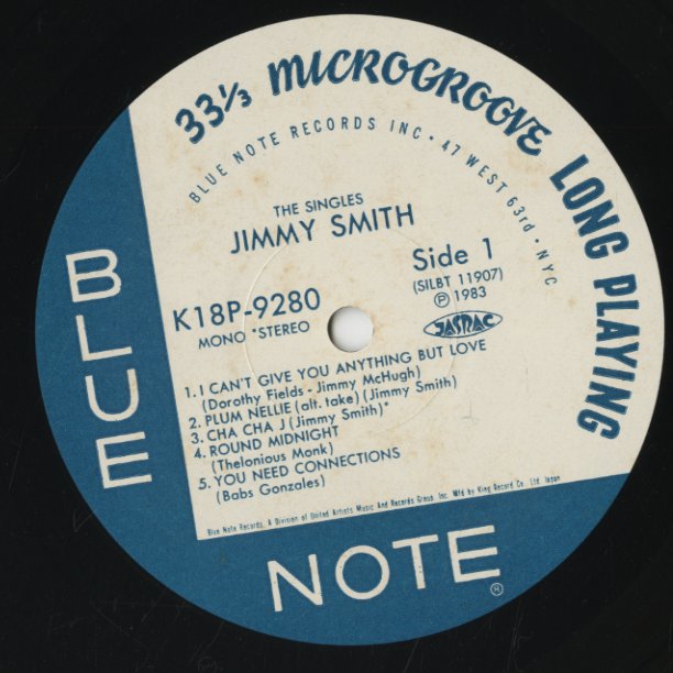 Jimmy Smith - The Singles (K18P-9280) LP 1983 JPN Blue Note - King Record