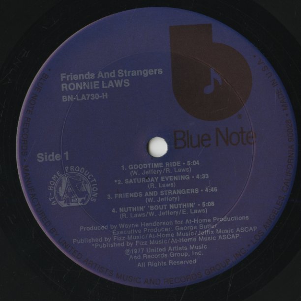 Ronnie Laws / ロニー・ロウズ / Friends & Strangers (BN-LA730H) 1977 US Blue Note Pressing