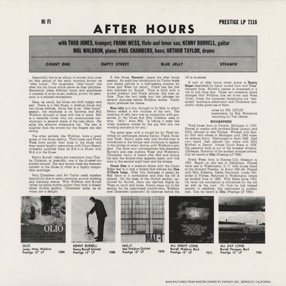 Thad Jones / Kenny Burrell / Frank Wess / Mal Waldron / Paul Chambers / Arthur Taylor - After Hours (PR7118) 1996 US Prestige - Fantasy｜中古LP