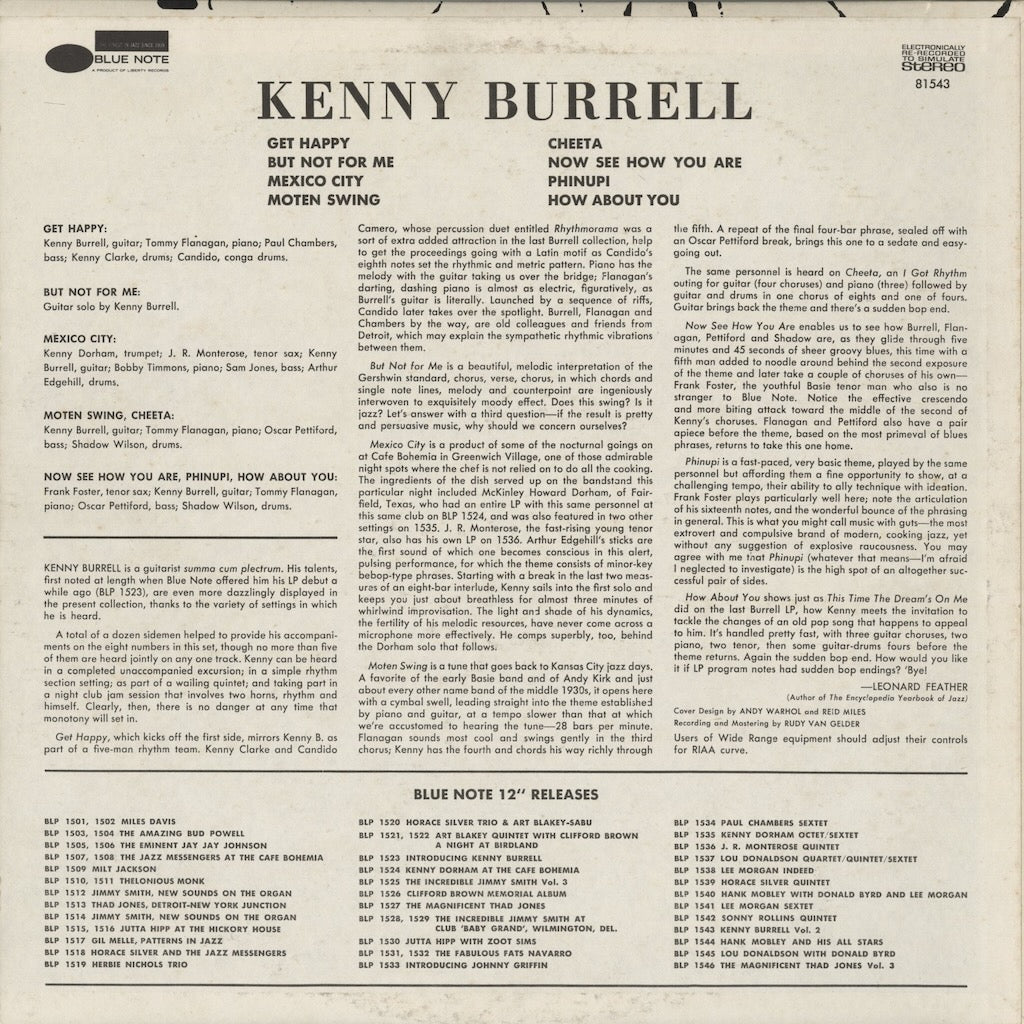 Kenny Burrell / ケニー・バレル / Kenny Burrell (1956) (BST81543) US Blue Note - UA Blue Lbl.