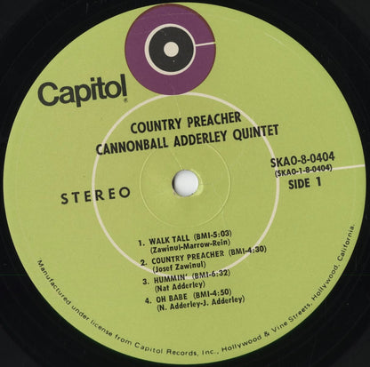 Cannonball Adderley - Country Preacher (SKAO-8-0404) 1970 US Capitol｜中古LP
