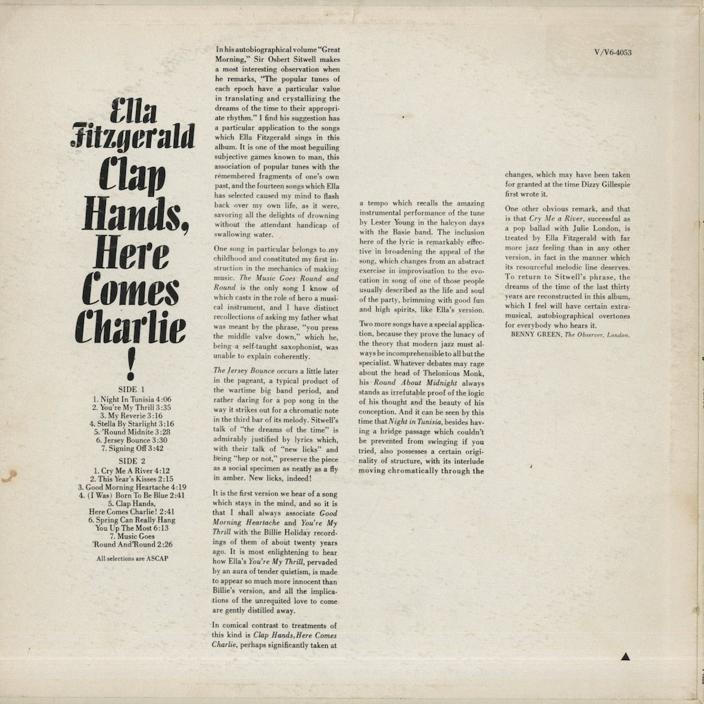 Ella Fitzgerald / エラ・フィッツジェラルド / Clap Hands Here Comes Charlie! (V-4053)