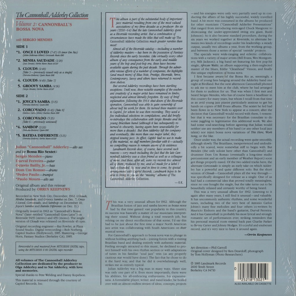 Cannonball Adderley / キャノンボール・アダレイ / Cannonball’s Bossa Nova (LLP1302)